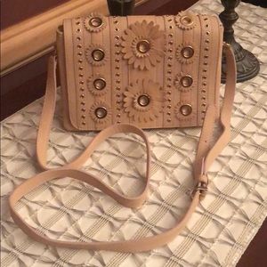 Tan-pink leather crossbody/clutch - Made in Italy